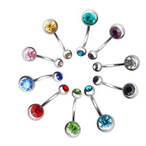 10 Pack Assorted Color Belly Button Rings | Surgical Steel | Hypoallergenic 14G